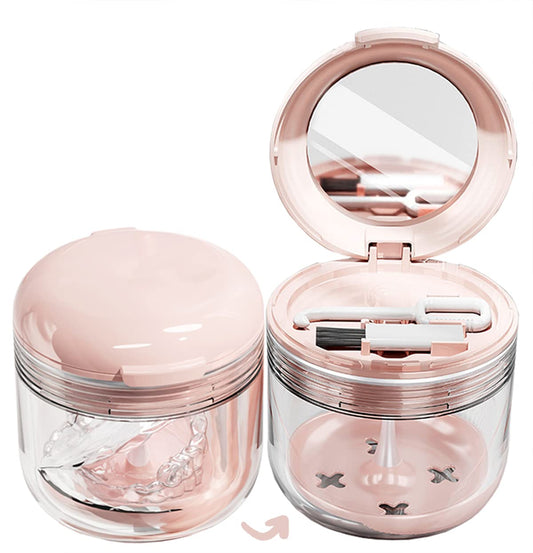 Pink MURRI&MURRDI mouth guard soak container with drain tray