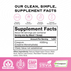 Muscle Feast Creapure Creatine Monohydrate dissolves quickly in water for easy mixing.