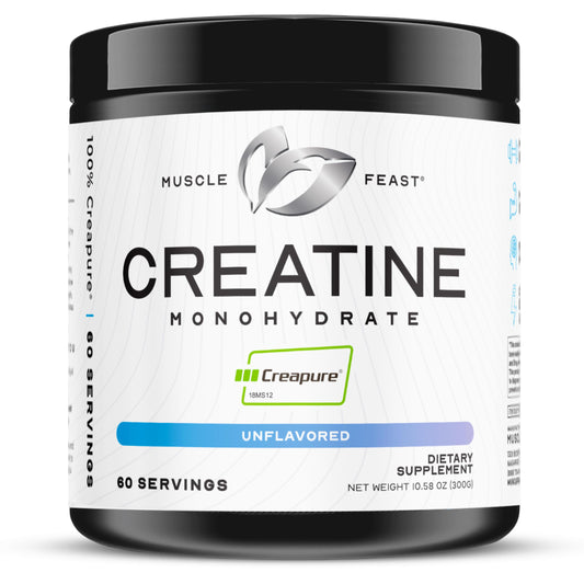 Muscle Feast Creapure Creatine Monohydrate Powder 300g unflavored tub