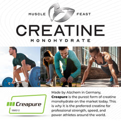 Muscle Feast Creapure powder scoop ready for quick post-workout mix.