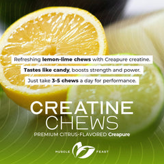 Muscle Feast Creatine Chewables three tablets dosage for daily use