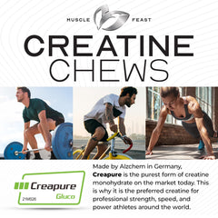 Muscle Feast Creatine Chewables close-up showing chewable tablet texture for easy dosing