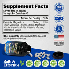 Muscle support illustration with magnesium capsules
