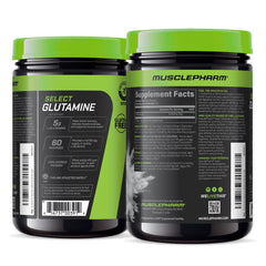 Gluten-free badge on MusclePharm Glutamine packaging