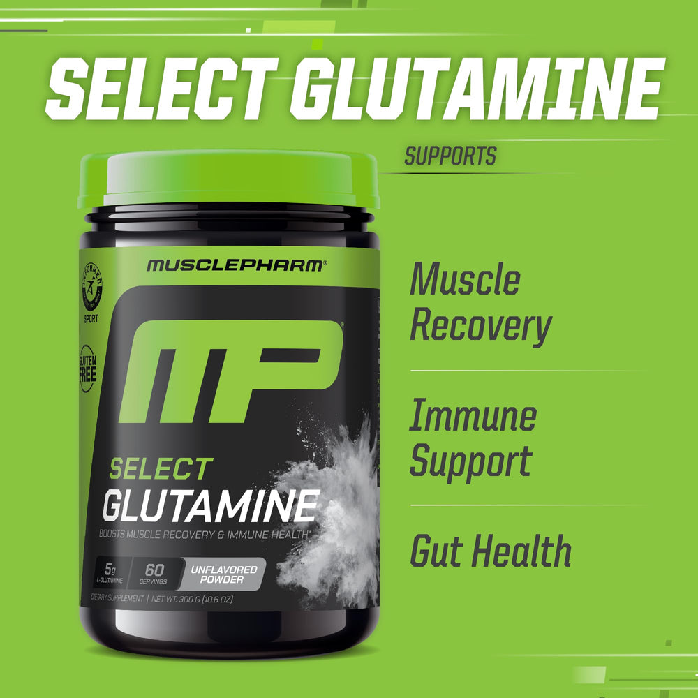 Unflavored label on MusclePharm Glutamine powder