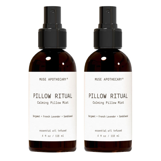 Muse Apothecary Pillow Ritual 4 oz bottle with Bergamot, Lavender & Sandalwood label
