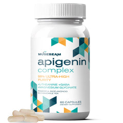 Musebeam Apigenin supplement bottle with label