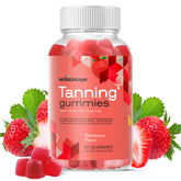 MuseBeam Tanning Gummies for Women bottle with strawberry flavor