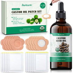 MuseLuxe 21-piece castor oil pack wrap with glass bottle