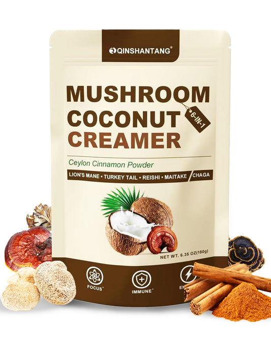 Mushroom Coconut Creamer with 6-mushroom complex label