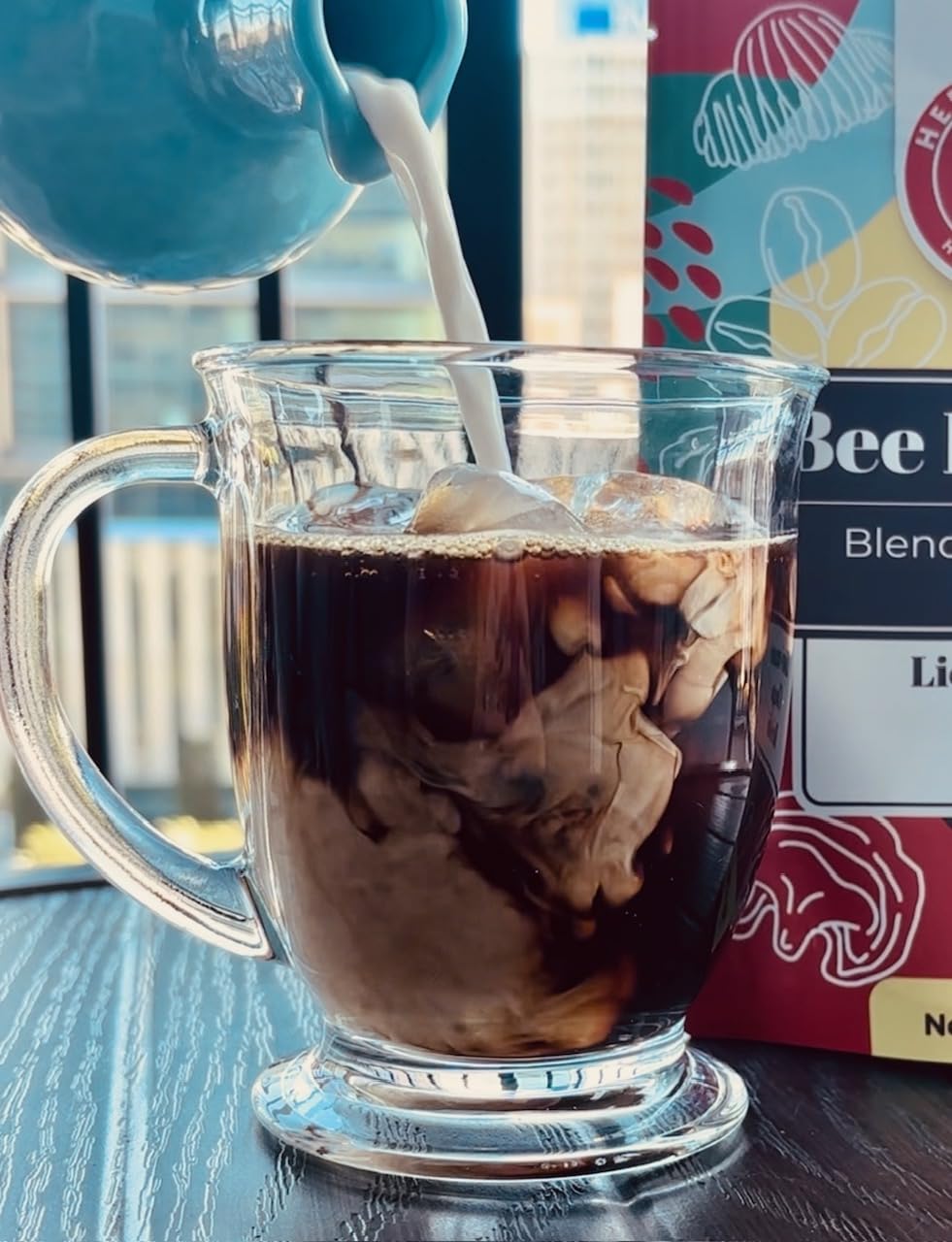 3.5 oz bag of Herbal Hive Mushroom Coffee on a surface