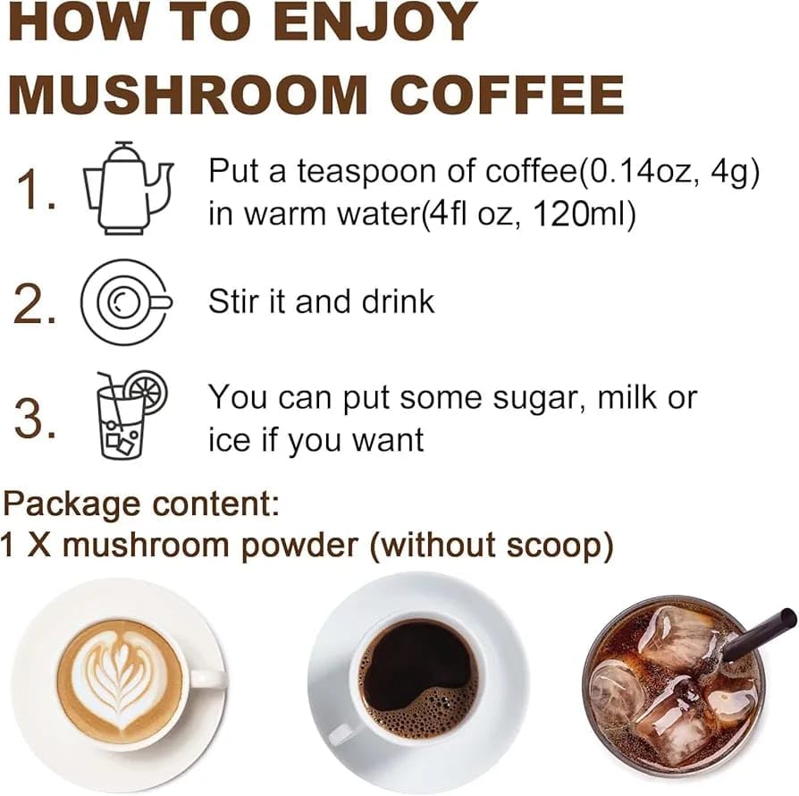 Brewing mushroom coffee in a mug with steam