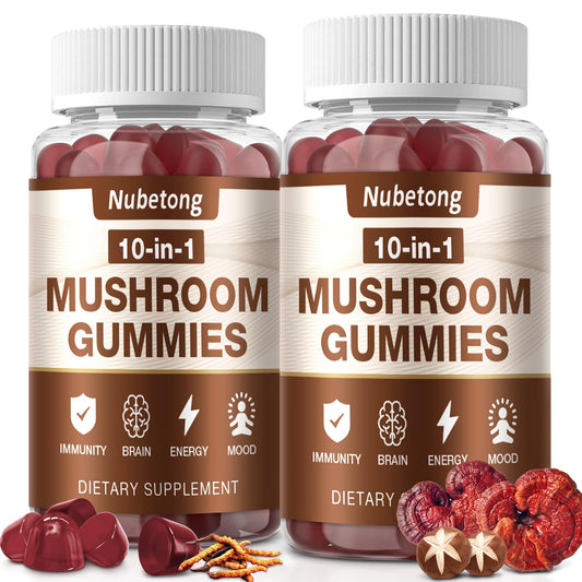 Bottle of Mushroom Gummies with 10-Mushroom Complex