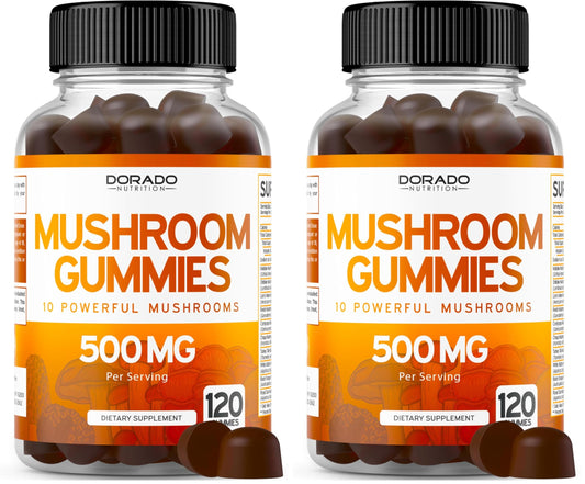Mushroom Gummies 2500mg 10-in-1 blend - 120 gummies per pack (pack of 2)