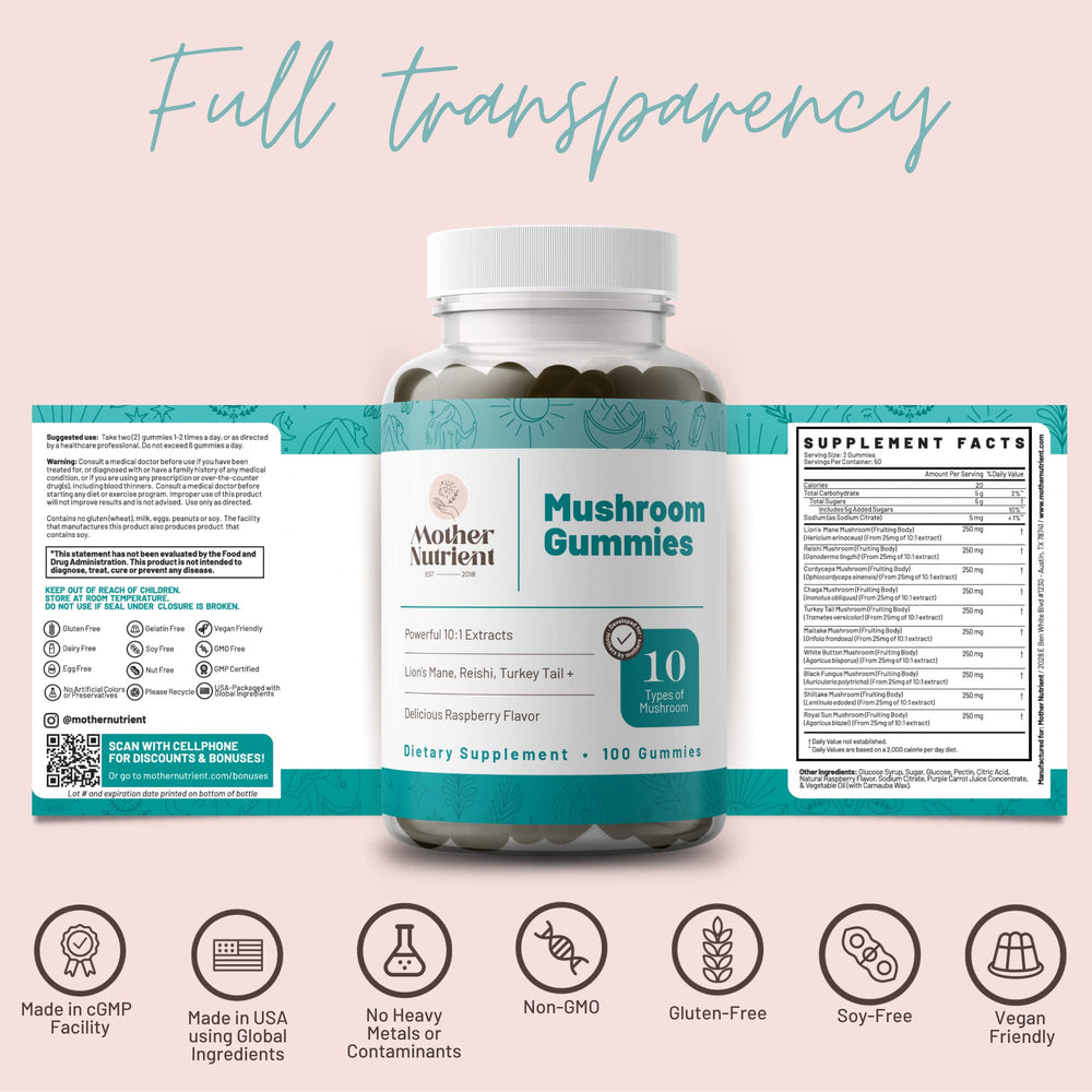 Healthy lifestyle concept with mushroom supplement gummies