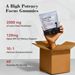Gummy bottle showing focus-energy visuals