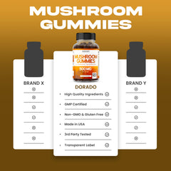 Raspberry-flavored mushroom gummies on display