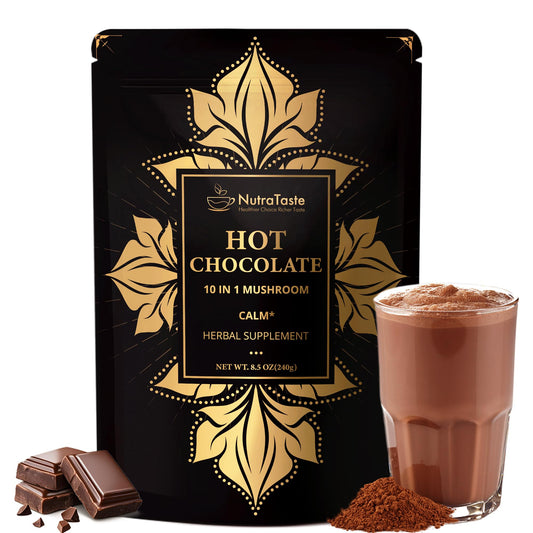 Mushroom Hot Chocolate packaging 8.5 oz
