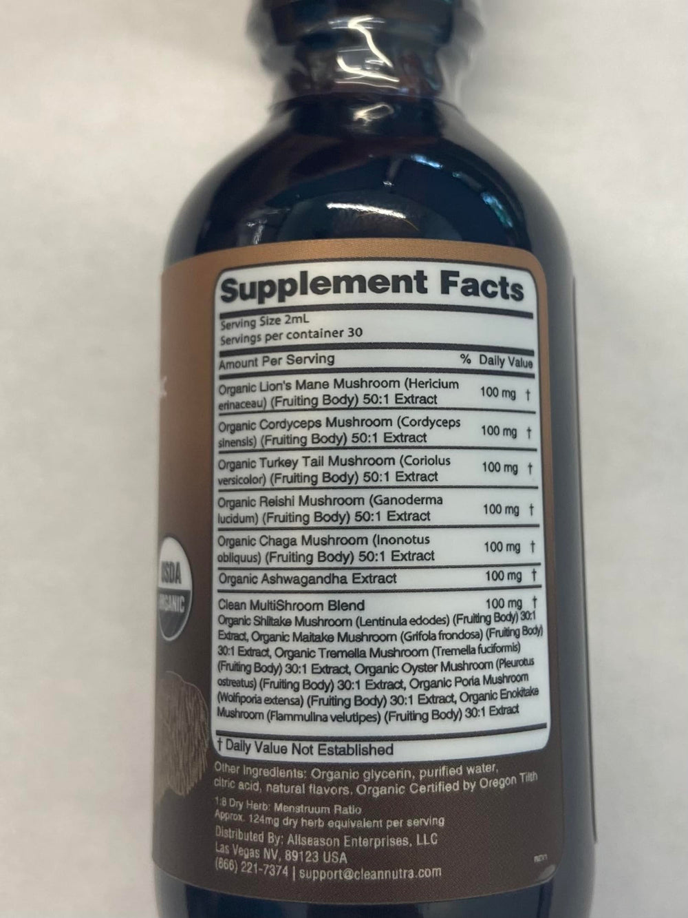 Lions Mane and Cordyceps ingredients featured in the liquid drops