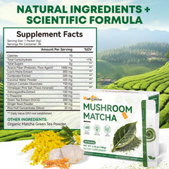 Mushroom matcha powder featuring Cordyceps and Lion’s Mane