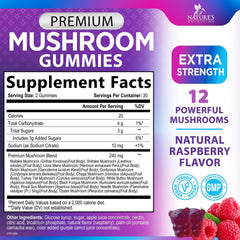 Close-up of raspberry-flavored mushroom gummies