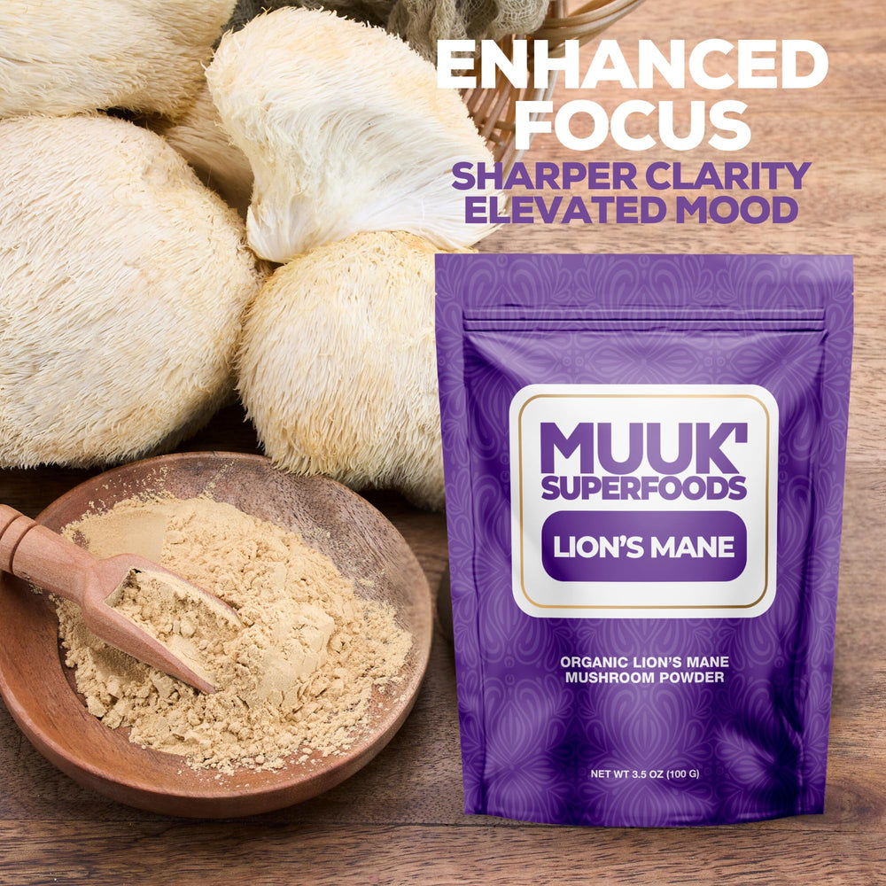 Close-up texture of lion's mane mushroom powder
