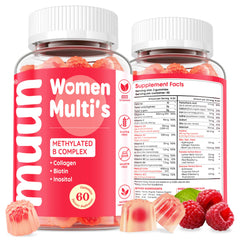 Muun Women's Multivitamin Gummy bottle front supports daily energy and beauty goals.