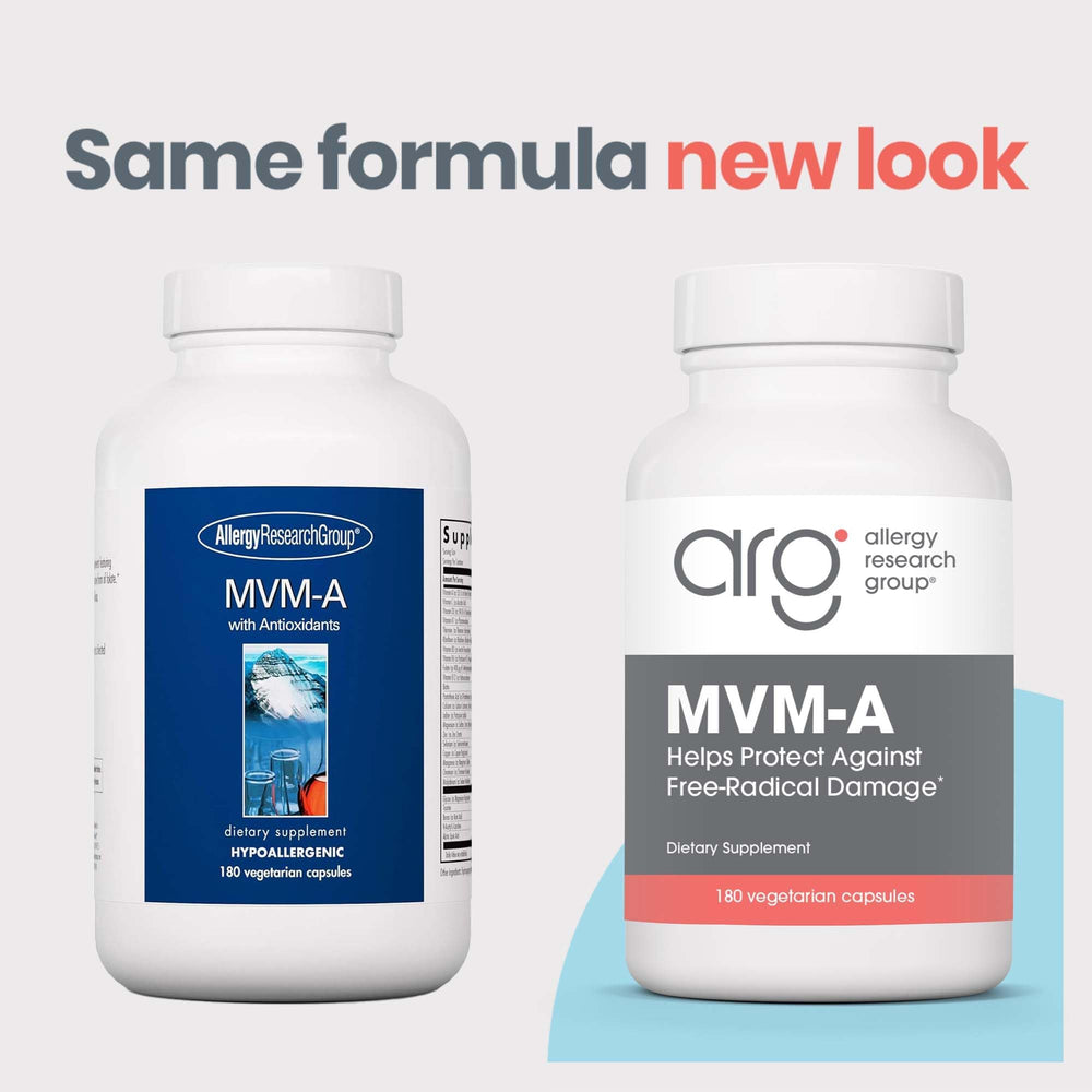 Front view of Allergy Research Group MVM-A bottle