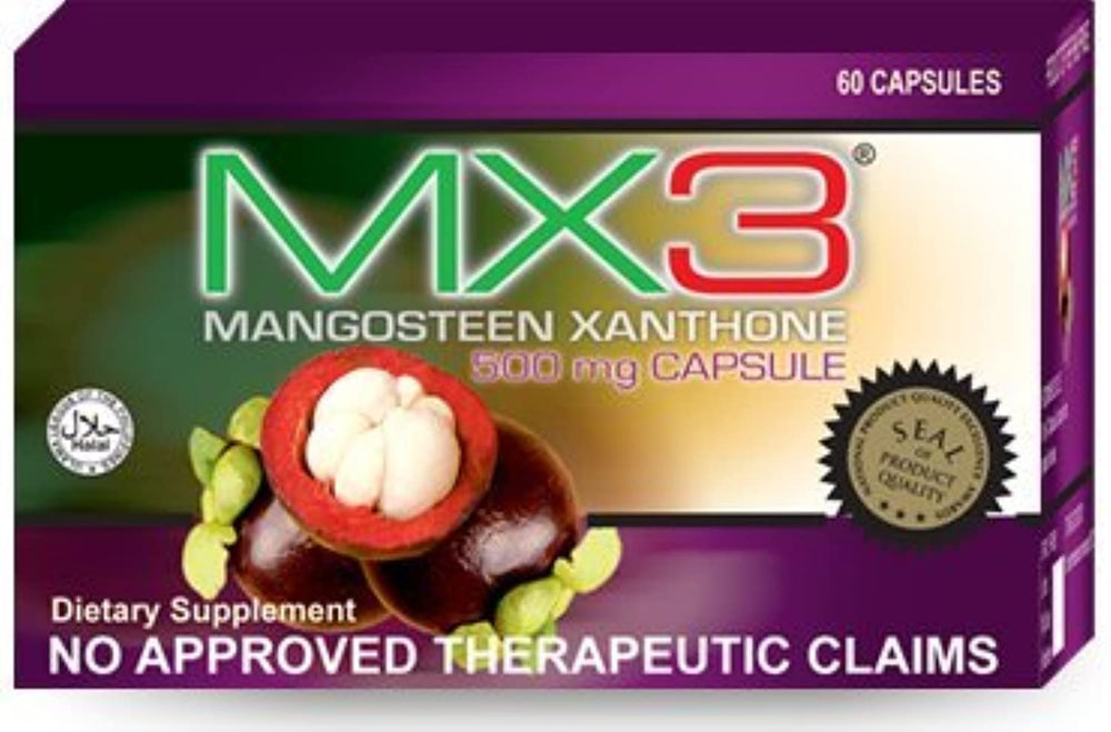MX3 Capsule Mangosteen bottle label – 60 capsules