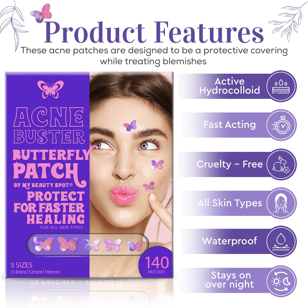 My Beauty Spot Rainbow Butterfly Patches on skin closeup showing discreet protection.