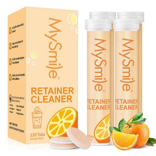 MySmile Retainer Cleaner 120 tablets orange flavor hero
