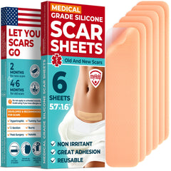 MYHELP scar sheets packaging and application guide for easy sizing.