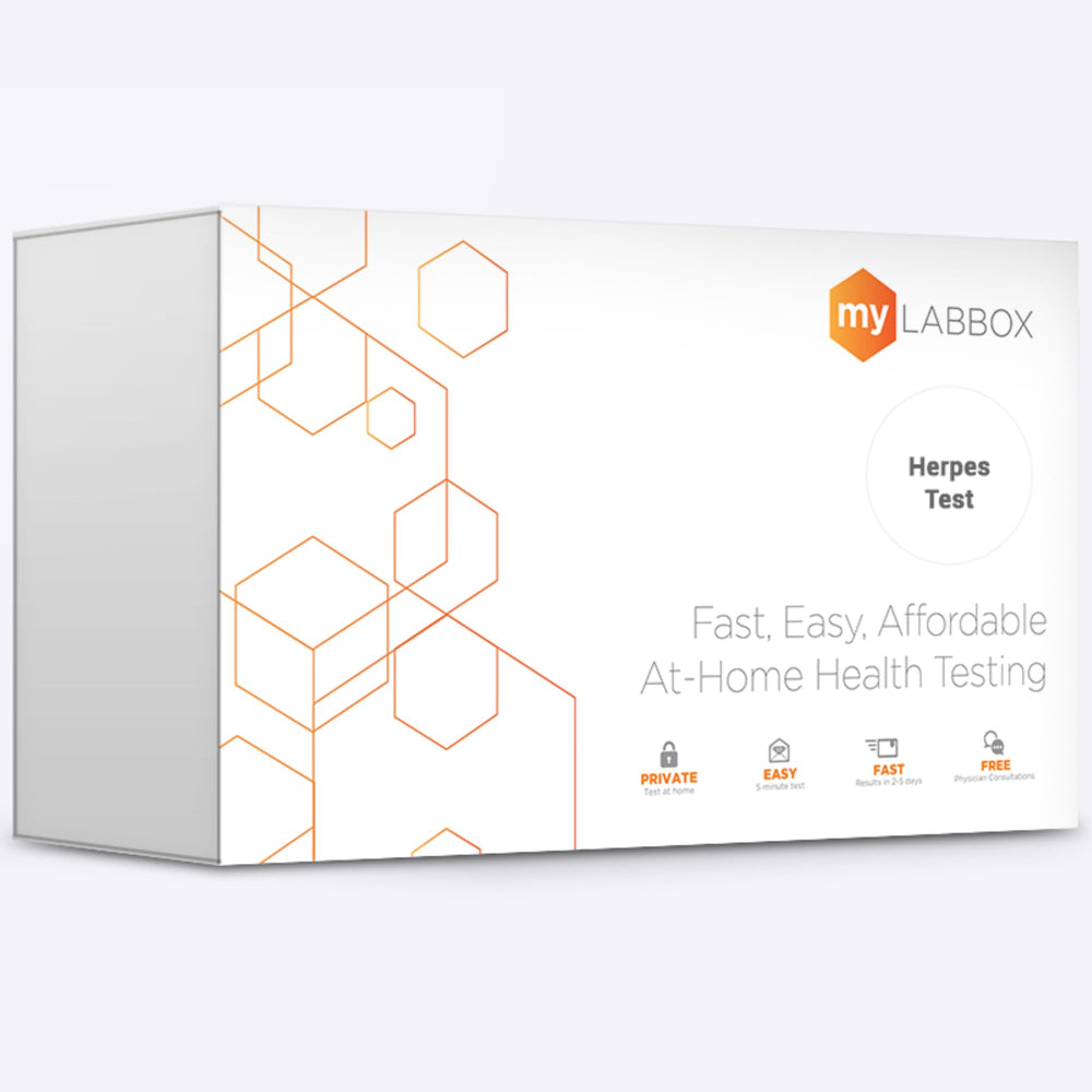 Hero image of the myLAB Box herpes STD test kit