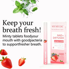 Natural ingredients label featuring mint, strawberry, and japonica extract