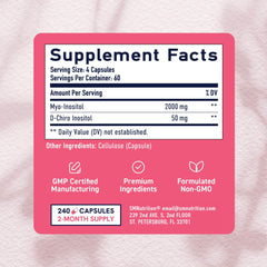 40:1 ratio per serving with Myo-Inositol 2000 mg and D-Chiro 50 mg