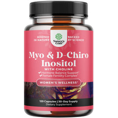Myo-Inositol and D-Chiro Inositol capsules on a white background