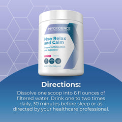 Packaging box of MYOXCIENCE Myo Relax & Calm on a shelf