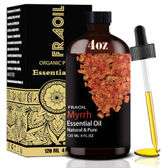 4 oz amber glass bottle of Myrrh Essential Oil