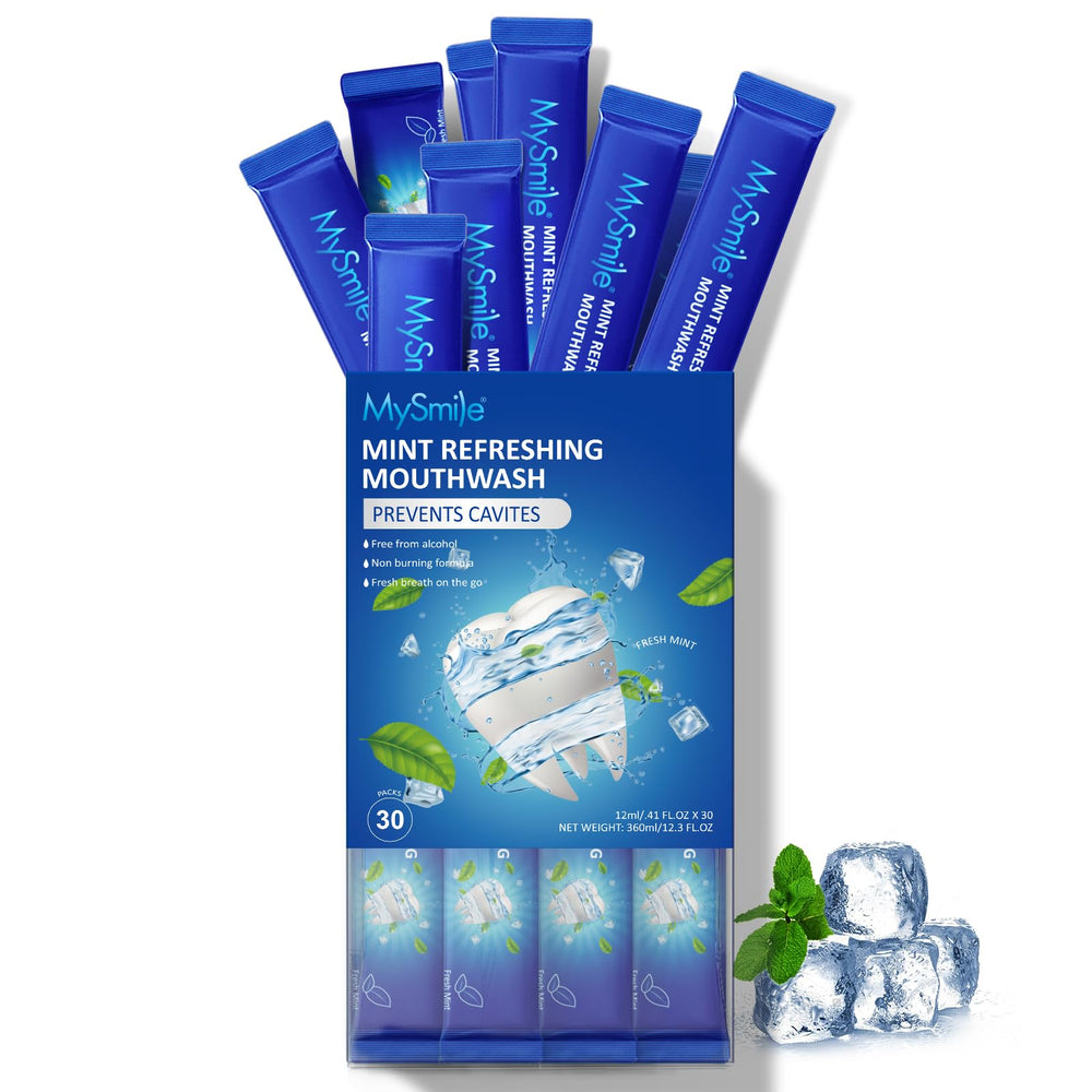 Front packaging of MySmile alcohol-free mouthwash