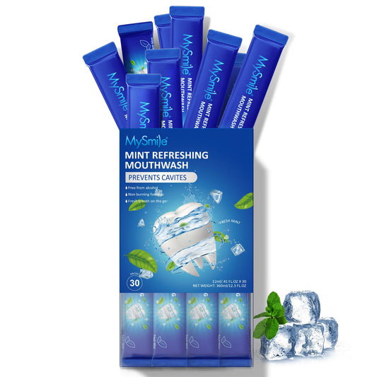 Front packaging of MySmile alcohol-free mouthwash