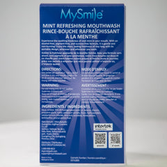 Box showcasing 30 uses for MySmile mouthwash
