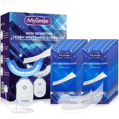 MySmile Teeth Whitening Kit with 14 strips and 28 LED lights front view