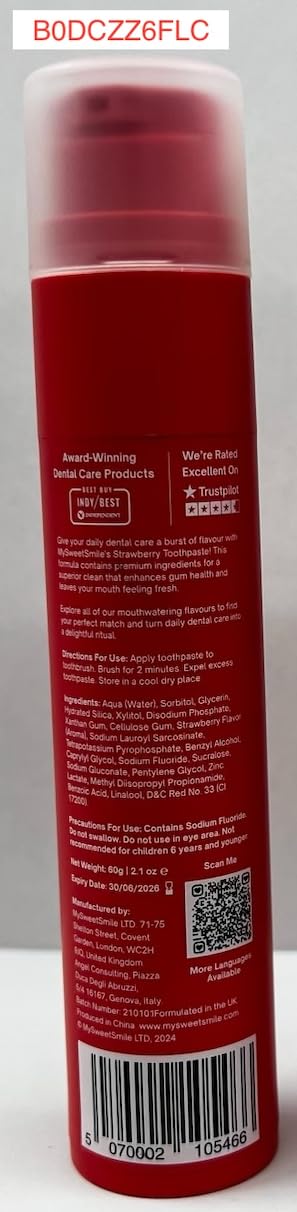 Ingredients and enamel-safe fluoride formula close-up