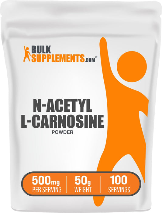 Front view of N-Acetyl L-Carnosine powder 500mg in 50g container
