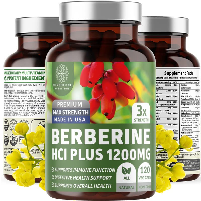 Front view of Number One Nutrition N1N Premium Berberine Plus bottle