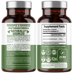 Back label of Number One Nutrition N1N Premium Berberine Plus bottle