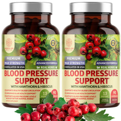 Front view of N1N 2-Pack Blood Pressure Support bottle with Hawthorn and Hibiscus