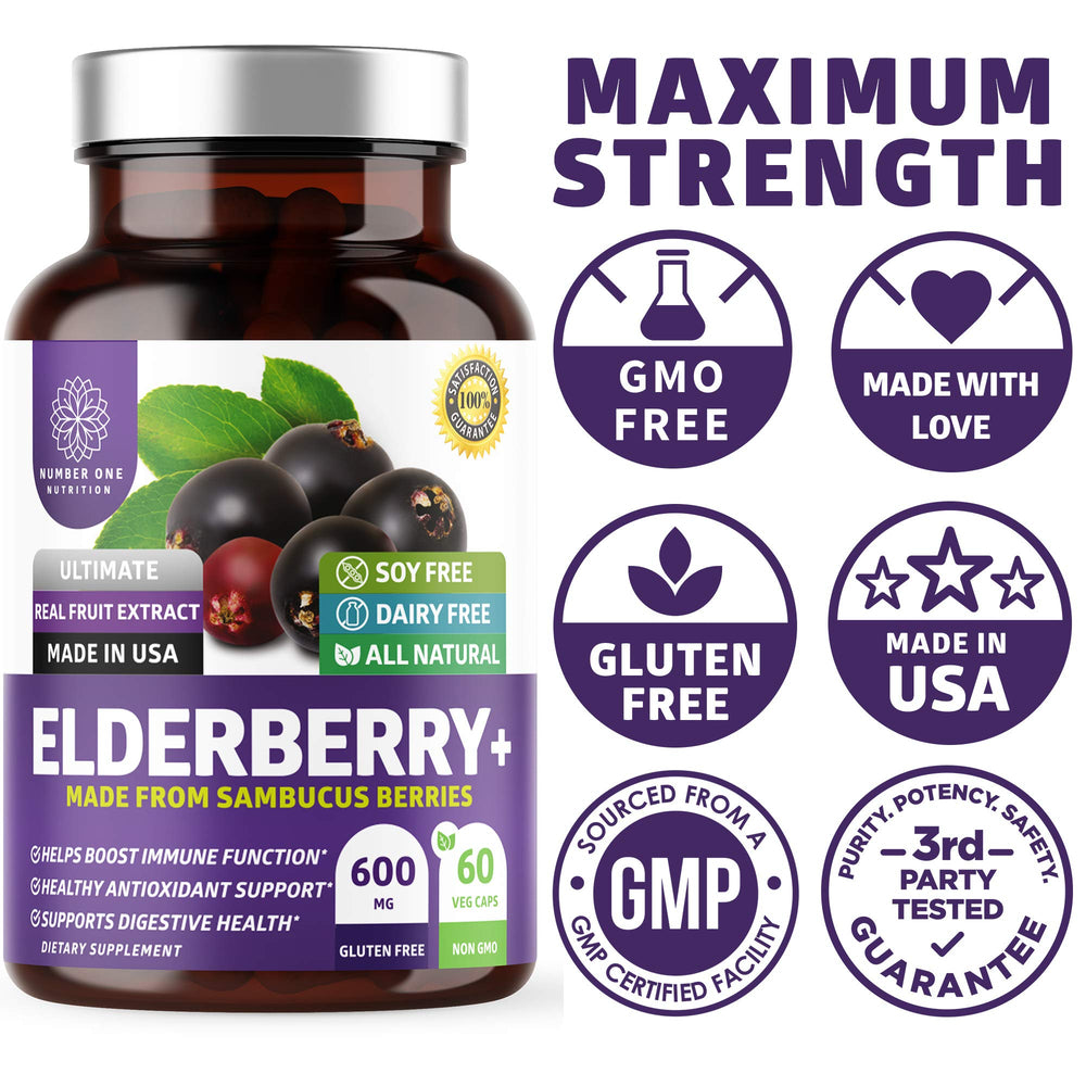 Two-pack of N1N elderberry capsules bottles (60 Veg Caps each)