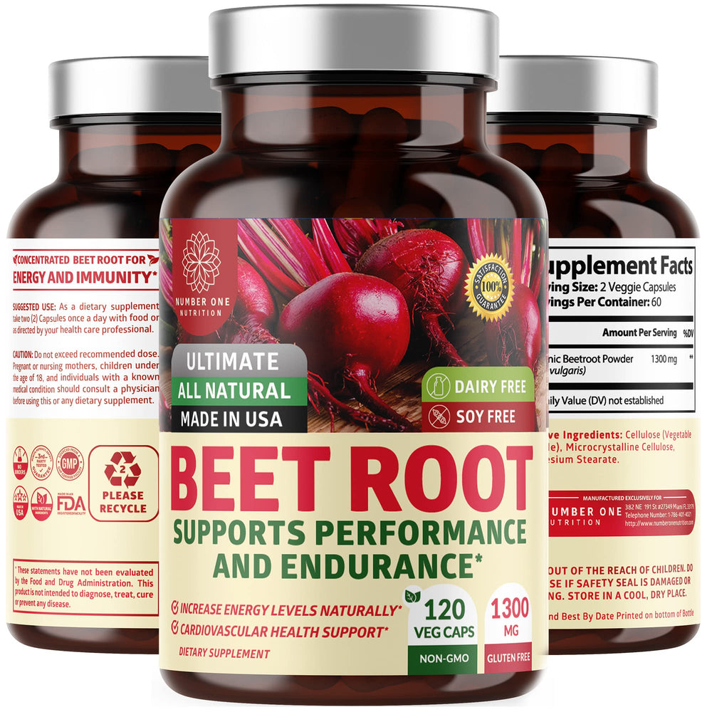 Bottle of N1N Organic Beet Root Capsules
