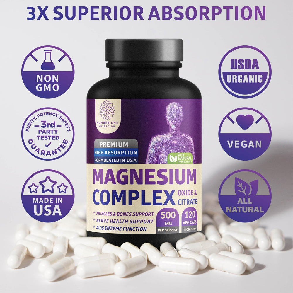 Pack shot: N1N Premium Magnesium Complex 120 veggie capsules